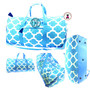 FOR HER Monogrammed 4 Piece Travel Set - Geometric - Aqua Blue / White - FREE SHIP / Grad Gift / Sweet 16 Gift / Travel Set / Bar Mitzvah Gift/ Tween Gift / Sleepover Set / Gift for Her / Travel Set 