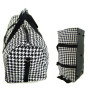 FOR HER Monogrammed Large Canvas Rounded Duffle - Houndstooth - Black & White - FREE SHIP/Tween Gift/Grad Gift/ Travel Set/Gift for Her/Dance Bag/Cheer Gift/Bat Mitzvah Gift/Flower Girl Gift 