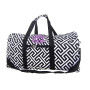  FOR HER Monogrammed Large Canvas Rounded Duffle - Greek Key - Black & White - FREE SHIP/Tween Gift/Grad Gift/ Travel Set/Gift for Her/Dance Bag/Cheer Gift/Bat Mitzvah Gift/Flower Girl Gift 