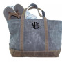 FOR HIM Monogrammed Large Waxed Canvas Deluxe Boat Tote - Slate - FREE SHIP-Groomsmen Gift/Father's Day Gift/Grad Gift/Gift for Him/Group Discount 