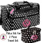 Monogrammed 2 Piece Travel Set - Large Boxy Duffle & Essentials Travel Bag - Polka Dot Fun - FREE SHIP / Tween Gift / Sleepover Set / Gift for Her / Travel Set