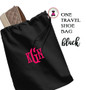 FOR HER Monogrammed Shoe Bag for Travel  - Black - FREE SHIP /Bridesmaid Gift /Bride Gift /Grad Gift/Gift for Her/Bridesmaid Proposal Gift 
