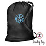 FOR HER Monogrammed Large Cotton Drawstring Laundry Bag - Black -Free Ship/Ladies' Travel /Grad Gift/Gift for Her/Laundry Bag