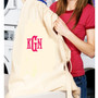 FOR HER Monogrammed Large Cotton Drawstring Laundry Bag - Black -Free Ship/Ladies' Travel /Grad Gift/Gift for Her/Laundry Bag