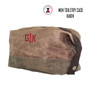 FOR HIM Monogrammed Large Waxed Canvas Toiletry Case -Kakhi - FREE SHIP-Groomsmen Gift/Father's Day Gift/Grad Gift/Gift for Him 