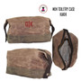 FOR HIM Monogrammed Large Waxed Canvas Toiletry Case -Kakhi - FREE SHIP-Groomsmen Gift/Father's Day Gift/Grad Gift/Gift for Him 