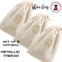 FOR HER METALLIC THREAD Monogrammed Set of 3 Shoe Bags for Travel  - Natural - FREE SHIP /Bridesmaid Gift/Travel Gift/Grad Gift/Gift for Her/Bridesmaid Proposal Gift/Bride Gift