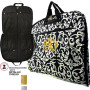 FOR HER - METALLIC THREAD Monogrammed Canvas Garment Bag-Black/White Damask -FREE SHIP-Group Discount/Gift for Her/Bridesmaid Gift/Grad Gift/Cheer Gift / Dancer Gift  