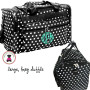 FOR HER Large Monogrammed Boxy Duffel - Black / White Polka Dot  - FREE SHIP/Gift for Her/Bridesmaid Gift/Flower Girl Gift/Dancer Gift/Grad Gift/Cheer Duffel