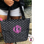 FOR HER Monogrammed Perfect Tote Travel Set - 3 Piece - Black / White Polka Dot-FREE SHIP/ladies' Travel Set/Gift for Her/Bridesmaid Gift/Flower Girl Gift/Dancer Gift/Grad Gift