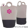 FOR HER Monogrammed Circle Handle Canvas Deluxe Laundry Bag -Natural/GRAY /Free Ship/Ladies' Travel /Grad Gift/Gift for Her/Laundry Bag