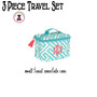 FOR HER Monogrammed 3 Piece Travel Set- Greek Key- Aqua / White- FREE SHIP /ladies' Travel Set/Gift for Her/Bridesmaid Gift/Flower Girl Gift/Dancer Gift/Grad Gift/Tween Gift / Sweet 16 / Bat Mitzvah Gift