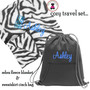 1852 DANCE - Monogrammed Cozy Travel Set-Zebra Fleece Blanket & Black Sweatshirt Cinch Bag-FREE SHIP