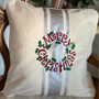 Merry Christmas 16" x 16" Embroidered Decorative Pillow-Natural/Silver Metallic Brushstripe-FREE SHIP/Family Christmas Gift/Christmas Gift/Chirstmas Decor/Hostess Gift