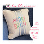 MERRY and BRIGHT 16" x 16" Embroidered Decorative Pillow-Natural/Silver Metallic Brushstripe-FREE SHIP/Family Christmas Gift/Christmas Gift/Chirstmas Decor/Hostess Gift