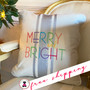 MERRY and BRIGHT 16" x 16" Embroidered Decorative Pillow-Natural/Silver Metallic Brushstripe-FREE SHIP/Family Christmas Gift/Christmas Gift/Chirstmas Decor/Hostess Gift