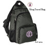 FOR HER Monogrammed Sling Travel Bag-Dark Gray -Free Ship/Ladies' Travel /Grad Gift/Gift for Her/Overnight Bag/Backpack