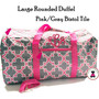  FOR HER Monogrammed Large Rounded Duffel -Pink/Gray Bristol Tile - FREE SHIP/Tween Gift/Grad Gift/ Travel Set/Gift for Her/Dance Bag/Cheer Gift/Bat Mitzvah Gift/Flower Girl Gift