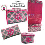 FOR HER Monogrammed Travel Essentials 3 Piece Set-Pink/Gray Bristol Tile-FREE SHIP/ladies' Travel Set/Gift for Her/Bridesmaid Gift/Flower Girl Gift/Dancer Gift/Grad Gift