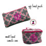 FOR HER Monogrammed Travel Essentials 3 Piece Set-Pink/Gray Bristol Tile-FREE SHIP/ladies' Travel Set/Gift for Her/Bridesmaid Gift/Flower Girl Gift/Dancer Gift/Grad Gift