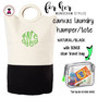 FOR HER Monogrammed Circle Handle Canvas Deluxe Laundry Bag -Natural/BLACK /Free Ship/Ladies' Travel /Grad Gift/Gift for Her/Laundry Bag