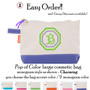 FOR HER Easy Order Pop of Color Canvas Cosmetic Bag- Charming -FREE SHIP/Tween/Summer Camp/Grad Gift/Gift for Her/Team Gift/Flower Girl