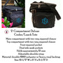 FOR HER Monogrammed 2 Compartment Cooler Tote / Lunch Bag-Black-Free Ship/Group Gift/Teacher Gift/Back to School/Business Lunch/Insulated