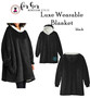 Monogrammed Luxe Wearable Hooded Blanket Poncho-Black-FREE SHIP/College Gift/Outdoor Blanket/Cozy Blanket/Christmas Gift/Gift for Her
