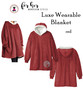 Monogrammed Luxe Wearable Hooded Blanket Poncho- Red -FREE SHIP/College Gift/Outdoor Blanket/Cozy Blanket/Christmas Gift/Gift for Her