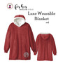 Monogrammed Luxe Wearable Hooded Blanket Poncho- Red -FREE SHIP/College Gift/Outdoor Blanket/Cozy Blanket/Christmas Gift/Gift for Her