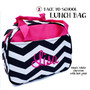 FOR HER Monogrammed Insulated Lunch Tote - Black-White Chevron with Hot Pink Trim - FREE SHIP/lunch bag/ back to school/ teacher gift/teacher lunch bag 