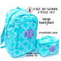 FOR HER Back to School Monogrammed 2 Piece Set-Bright Aqua Seaside Tile-Free Ship/Children Backpack/Birthday/Travel Backpack/Weekend Backpack/School