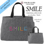 For His Glory Collection- Embroidered SMILE Essential Zip Top or Open Small Tote-Gray Heather - FREE SHIP /Teacher Gift / Bible Study Bag/Inspirational Gift / Encouragement Gift/Gift Bag