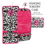 FOR HER Monogrammed Hanging Cosmetic / Toiletry  Bag -Black/White w Hot Pink Trim Damask - FREE SHIPPING//Travel Gift/Grad Gift/Bat Mitzvah/Girl Travel Bag /Hanging Toiletry for Travel/Bridesmaid Gift 