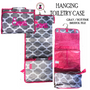 FOR HER Monogrammed Hanging Cosmetic / Toiletry  Bag -Gray/White Bristol Tile w Hot Pink Trim -  FREE SHIPPING/Travel Gift/Grad Gift/Bat Mitzvah/Girl Travel Bag /Hanging Toiletry for Travel/Bridesmaid Gift 