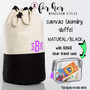 FOR HER Monogrammed Canvas Deluxe Laundry Drawstring Duffel-Natural/BLACK  /Free Ship/Ladies' Travel /Grad Gift/Gift for Her/Laundry Bag