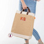 FOR HER Jute Market Tote with Embroidered Shadow Monogram-FREE SHIP/Grad Gift/Bridesmaid Gift/ Bride Gift/Market Bag /Mom Gift / Wedding Gift/Jute