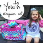 For the Kids - Monogrammed 2 Piece Travel Set - Large Boxy Duffle & Essentials Travel Bag - Multi Color Chevron - FREE SHIP / Tween Gift / Sleepover Set / Gift for Her / Travel Set/Bat Mitzvah/Overnight Travel Set / Flower Girl Gift 