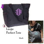 FOR HER Monogrammed "The Perfect"  Canvas Tote - Black- FREE SHIP/Travel Gift/Grad Gift/Bat Mitzvah/Girl Travel Bag /Travel Tote /Bridesmaid Gift 