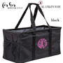 FOR HER Monogrammed XL Utility Tote / Trunk Organizer - Black - Folds Flat / FREE SHIP/Bride Gift/Grocery Tote /Grad Gift/Picnic Tote/Beach Tote/Car organizer/Tailgate Tote