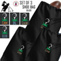 For the Golfer - Monogrammed Set of 3 Shoe Bags for Travel with Golf Design2  - Black - FREE SHIP / Men's Travel /Men's Shoe Bag/Groomsmen Gift /Father's Day Gift/Grad Gift/Golfer Gift/Golf Team Gift
