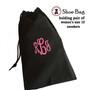 Shoe Bag Set of 3 FOR HER w SOHO Specialty Monogram-Black-Free Ship.Group Gift.Bridesmaid Grad Gift.Cheer Gift.Dancer Bag.Shoe Organizer