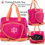 Pickleball Bag-FOR HER Monogram-Hot PInk/Orange Canvas-Free Ship.Grad Gift.Pickleball Player Gift.Pickleball Team Bag.Sport Gift.Pickleball Paddle Bag.