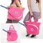 Tennis Tote w CHARLESTON Monogram-Hot Pink Canvas-Free Ship.Grad Gift.Tennis Player.Tennis bag.Tennis team.Sport Gift.Tennis Racquet Bag