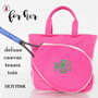 FOR HER Monogrammed Hot Pink Canvas Tennis Tote -Free Ship/Grad Gift/Tennis Player/Tennis bag/Tennis team/Sport Gift/Tennis Racquet Bag