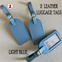 Two Leather Luggage Tags- LIGHT BLUE -FREE SHIP.Bag Tag.Friend Gift.Bag Tag.Hostess Gift.Backpack Tag.Carry On Tag. Vacation Gift.