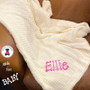 For Baby-Monogrammed Plush Baby Blanket-Cream White-FREE SHIP/Baby Stoller Blanket/Baby Travel Blanket/New Baby Gift/Baby Shower