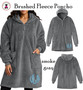 Monogrammed Brushed Fleece Hooded Poncho-Smoke Gray -FREE SHIP/College Gift/Outdoor Blanket/Cozy Blanket/Christmas Gift/Gift for Her