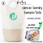 FOR HER Monogrammed Circle Handle Canvas Deluxe Laundry Bag -Natural/SAFARI  /Free Ship/ Ladies' Travel / Grad Gift/ Gift for Her/ Dorm Life / Laundry Bag