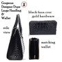 Designer Look Faux Croc Handbag -Top Handle with Shoulder Strap- Black Faux Croc Handbag and Wallet Set. Free Ship. Ladies' Bag. Gift Set.Large Handbag. Designer Dupe Handbag.